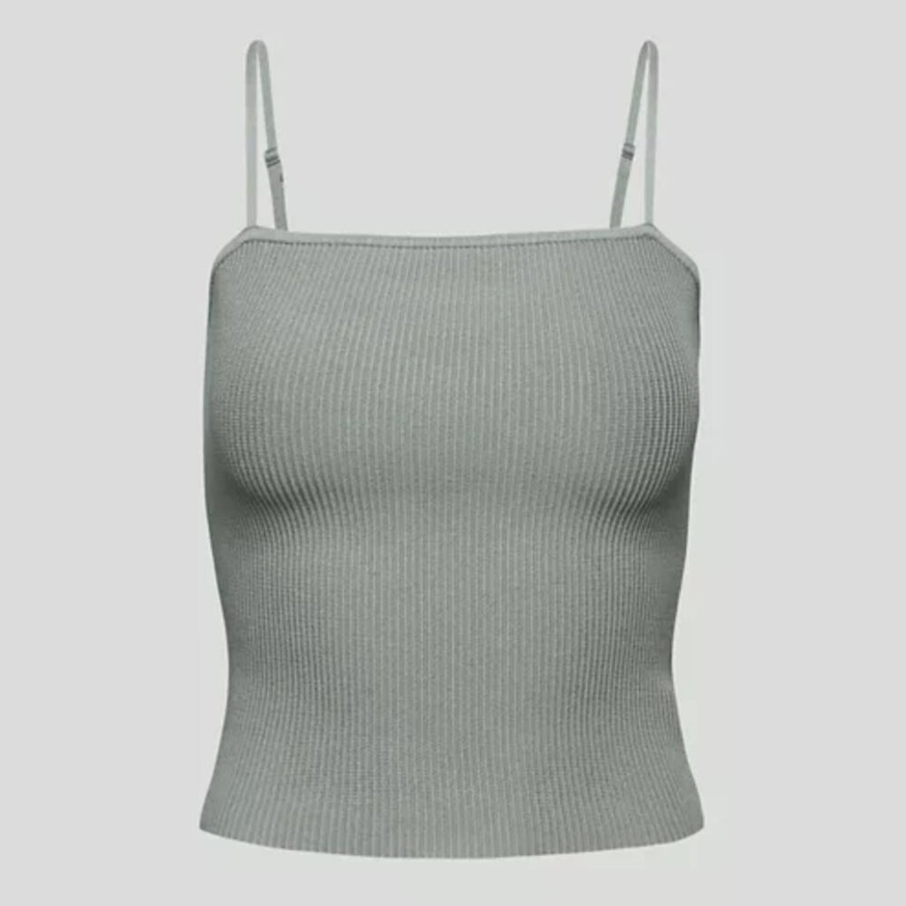 Aritzia Babaton Sculpt Knit Cami Tank Sz L Pewter Grey